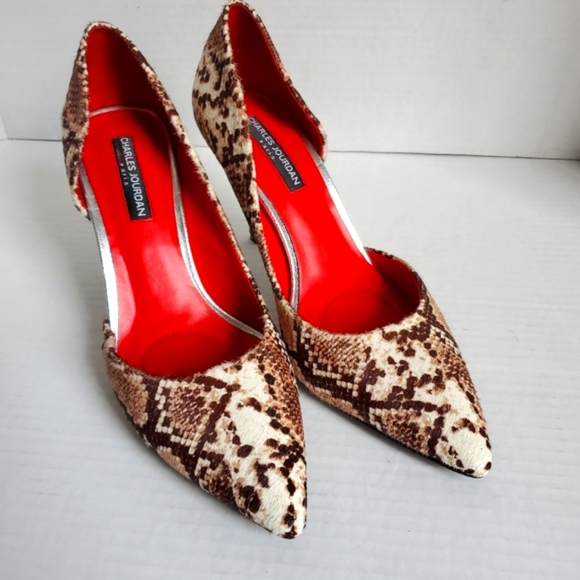 Charles Jourdan Cakdhair Reptile Print d'Orsay Pump 8.5 - Picture 2 of 11